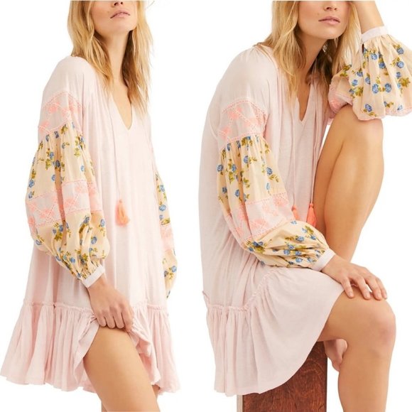 NWT Free People Mix It Up Pink Floral Tunic Revolve Size Large Dress New W Tag - Picture 3 of 9
